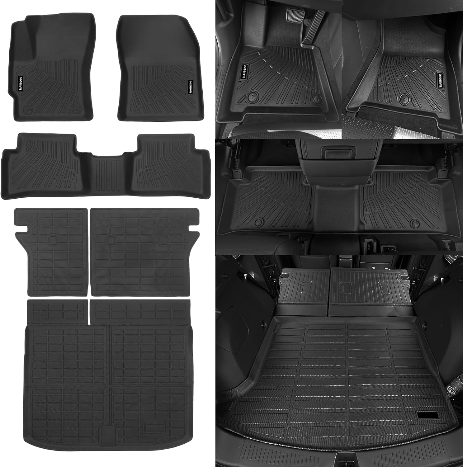 Naibeve Floor Mats for Toyota Corolla Hatchback 2019-2025 2026(Not for Corolla Cross & Sedan)- All Weather for Corolla Hatchback Floor Mats Trunk Mat Backrest Mats Accessories