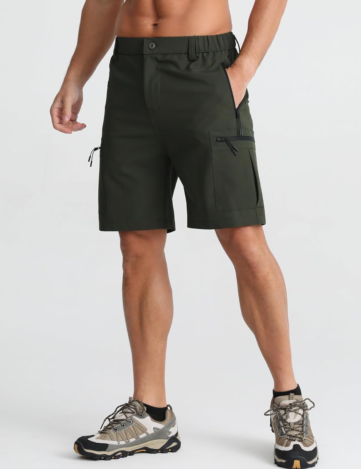 APTRO Men's Cargo Shorts 9" Quick Dry Lightweight Work Shorts for Men Golf Hiking Casual with 5 Zipper Pockets - Image 2