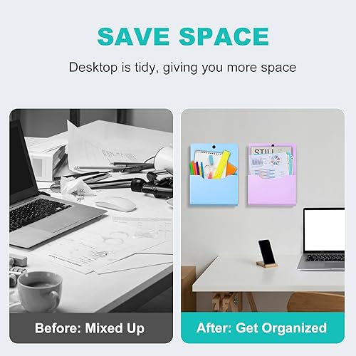 Miniatura 3 de Organizador magnético para archivos de pared, 6 soportes magnéticos para papel, organizador de bolsillo magnético de gran tamaño, soporte magnético