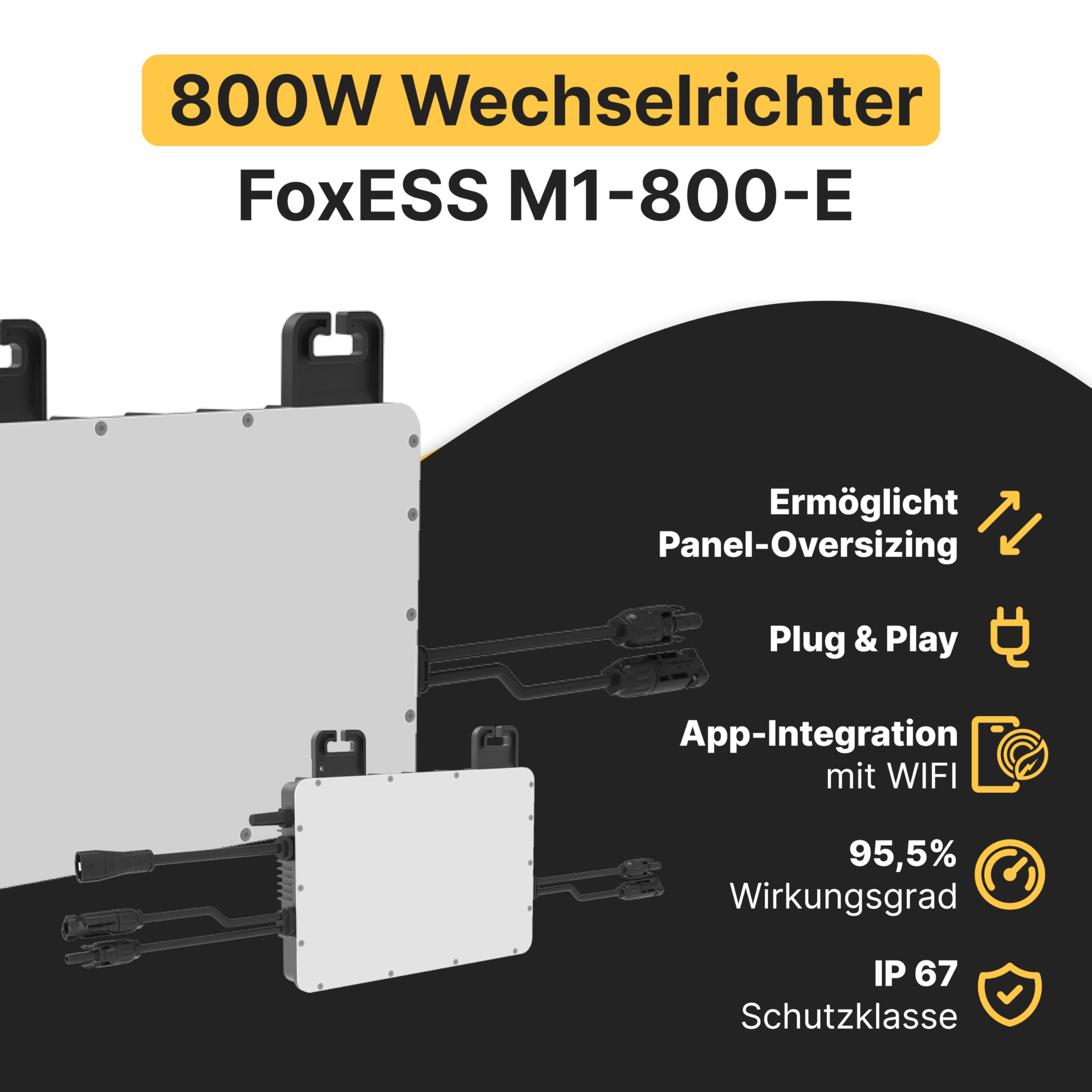 Solakon 1000W Balkonkraftwerk 800W Wechselrichter Solaranlage Komplettset 500W bifaziale Solarmodule 3m Kabel