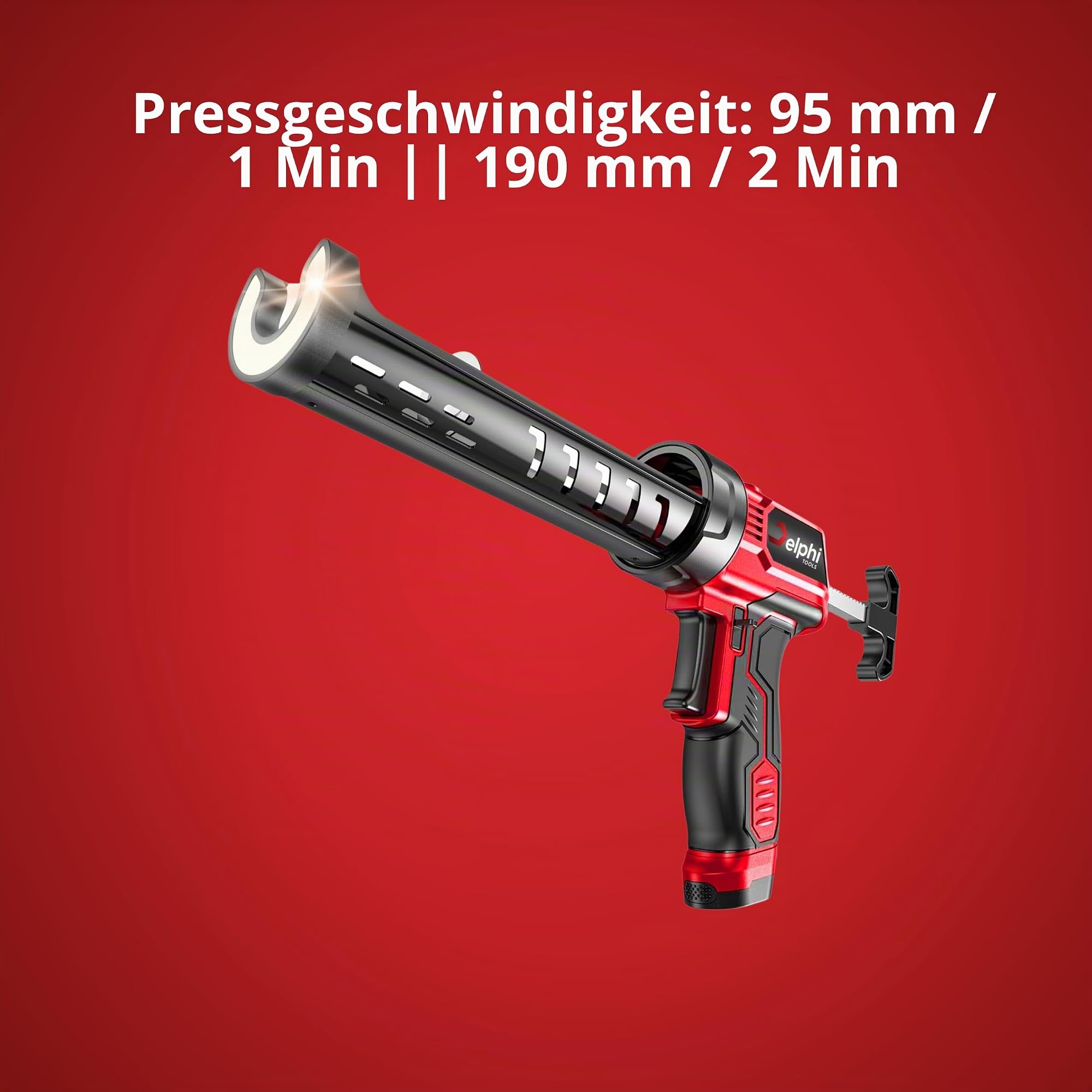 Kartuschenpresse Akku 300 ml mit LED 4 Fugenglätter und Batterien im Set