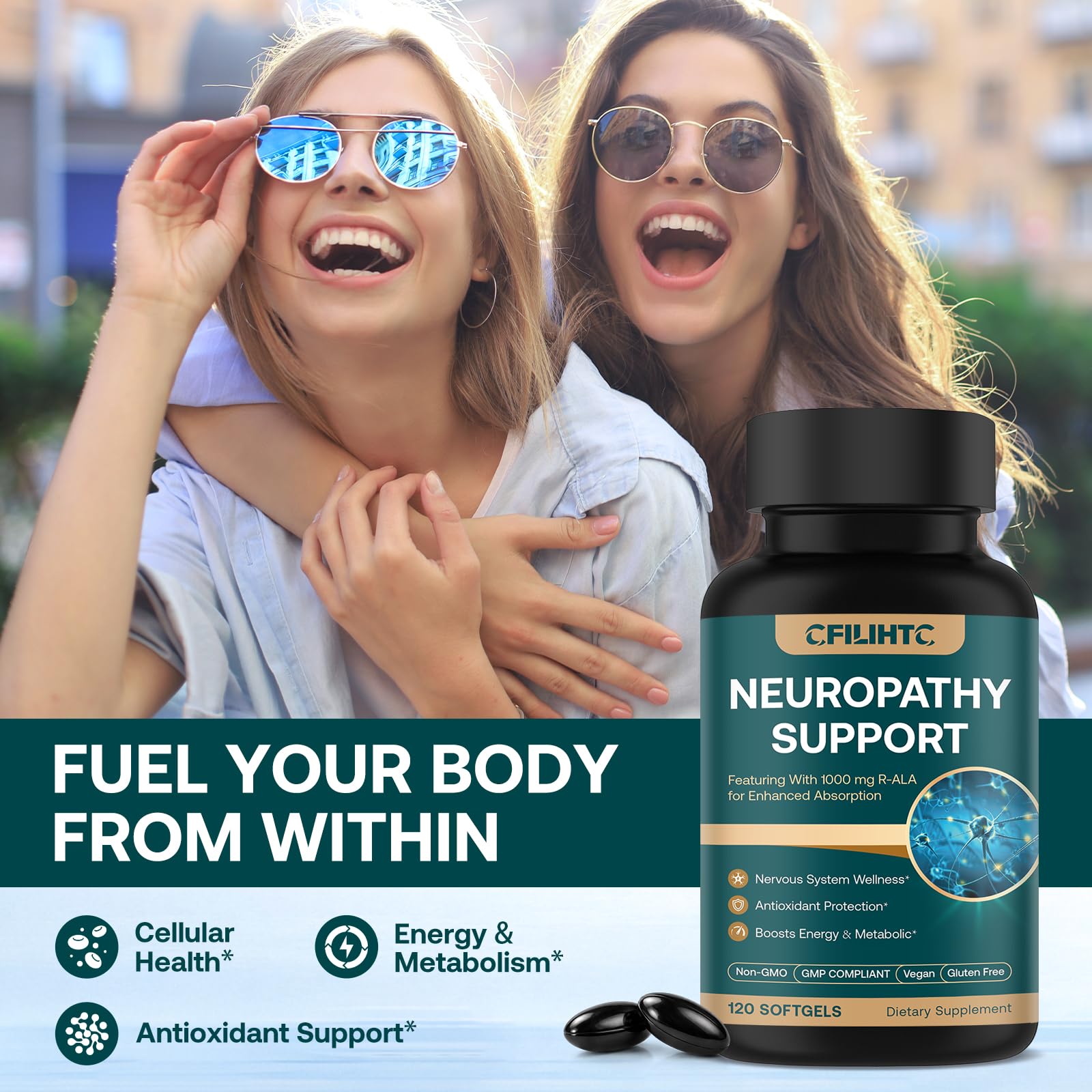 Neuropathy Support Nerve Supplement – Advanced R-Alpha Lipoic Acid Supplement with Benfotiamine, NAC & B-Complex for Nerve Health, Antioxidant & Cellular Energy - Vegan 120 Softgels — Amazon image 5