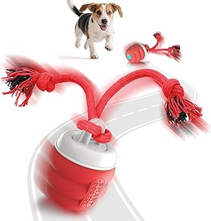 FLERDMAU Interaktives Hundespielzeug – Interaktiver Spielball für Hunde, Moving Dog Ball für Hunde, Hundeball Elektrisch Intelligentes Hundespielzeug Ball mit Schnur Hund (Rot) product image