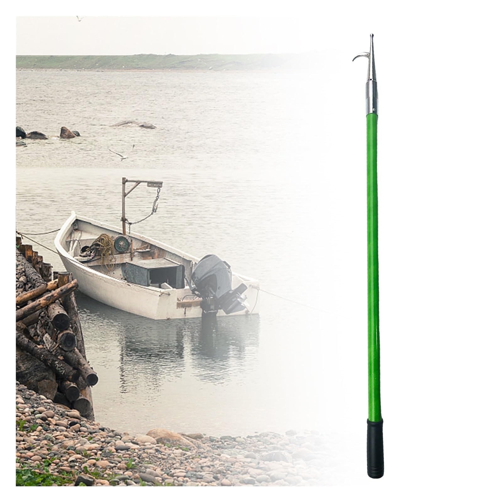 mezzo marinaio Palo Di Collegamento Leggero E Robusto, Asta Di Spinta Per Barche In Acque Poco Profonde Con Impugnatura, Gancio Per Asta In Fibra Di Vetro Per Spingere, Tirare E Navigare(Length 4 m/40