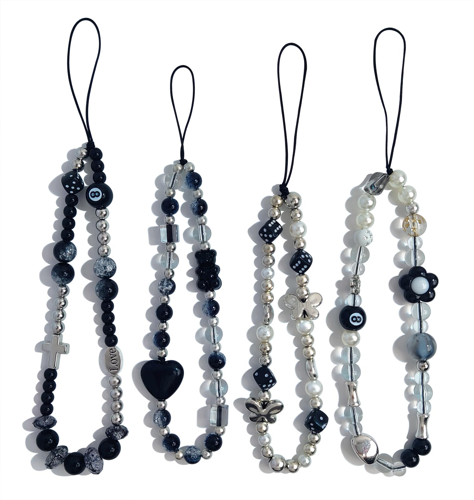 Lot De 5 Charmes Téléphone Mignons - Breloques Avec Perles, Nœuds Et Roses, Style Y2K, Pour Sac Ou Clés