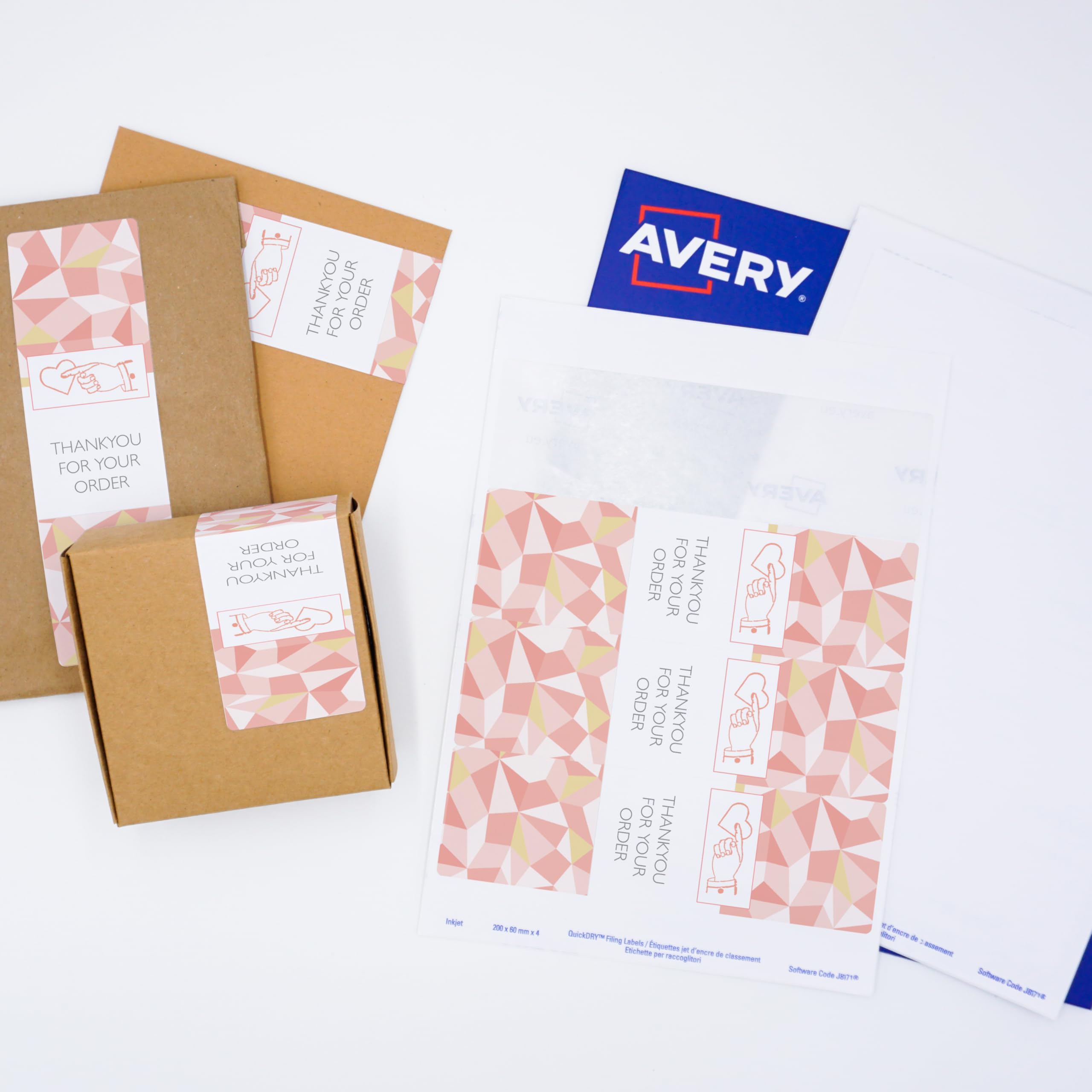 Avery Lever Arch Labels Inkjet, 200x60mm, White Blank Labels, 4 Labels per Sheet J8171-10, 200 x 60 mm - Image 4