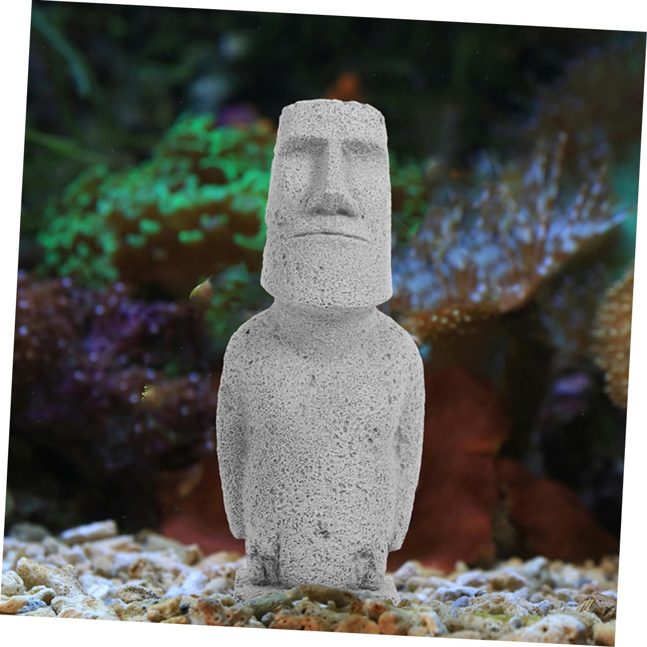 ULTECHNOVO 4 Piezas Estatua Moai simulada. decoración del Acuario Decoraciones de peceras Accesorios de Acuario estatuilla de Acuario Estatua Moai para pecera Arenisca Grey