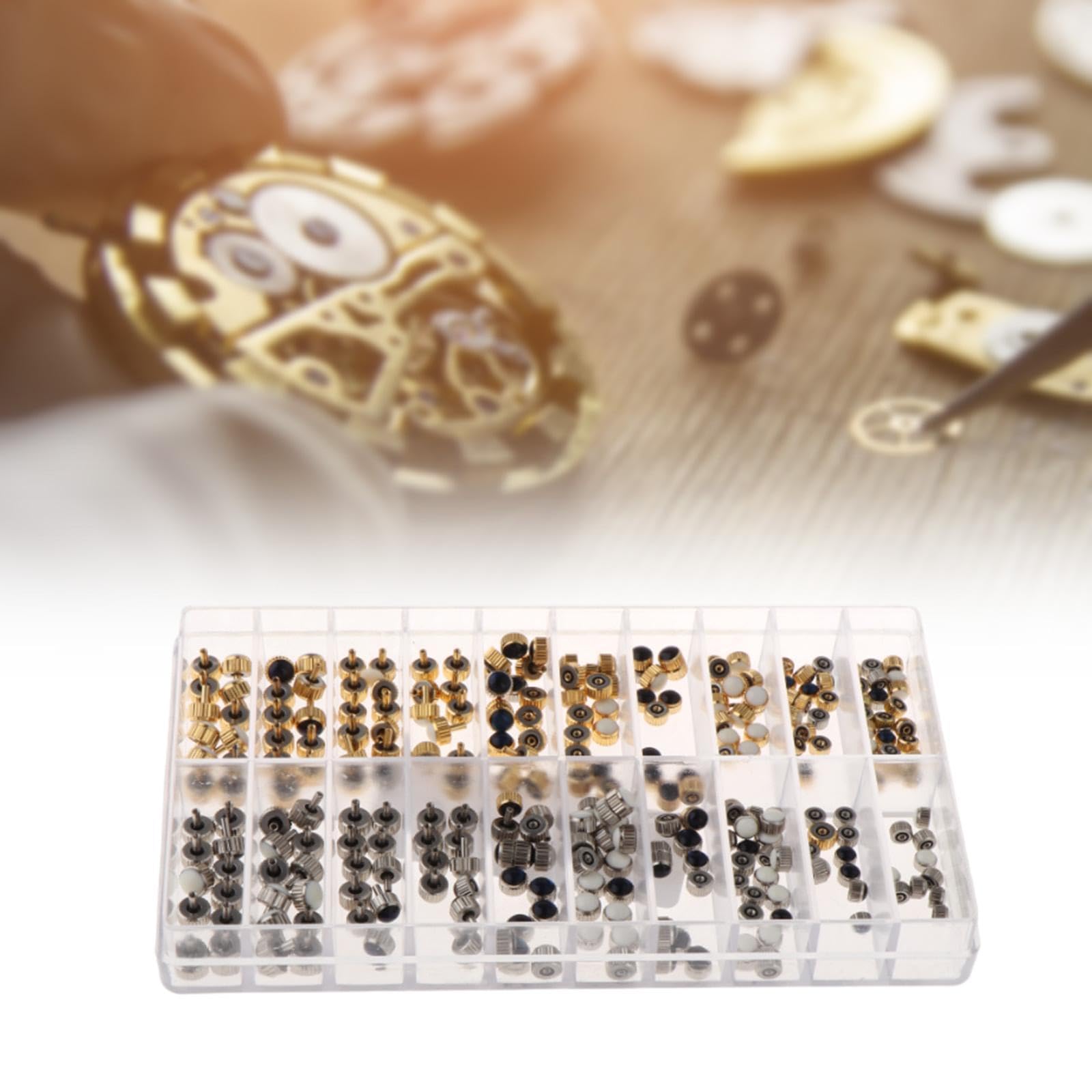 240 Pièces D'accessoires de Réparation de Montres, Couronnes Argentées, avec Boîte de Rangement.