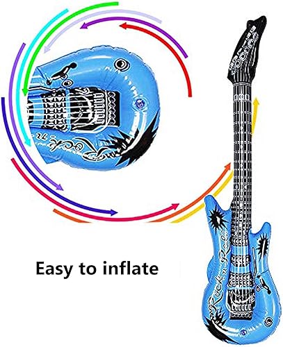 Miniatura 3 de Dr.dudu Guitarra inflable, impermeable, varios colores, decoración de fiesta (paquete de 6)