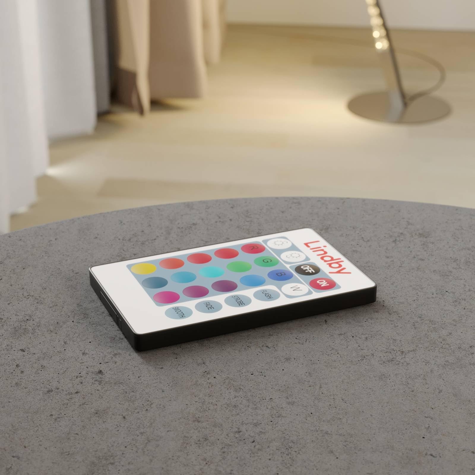Lindby Lampada LED da terra dimmerabile a controllo remoto (Moderno) colore Grigio, in Alluminio ad es. Soggiorno & Sala pranzo lampadina inclusa lampada