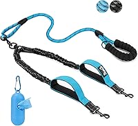 Vista 11 de SlowTon Correa doble para dos perros – Correa para perro sin enredos, correa giratoria de 360° reflectante doble para perro con dos asas acolchadas