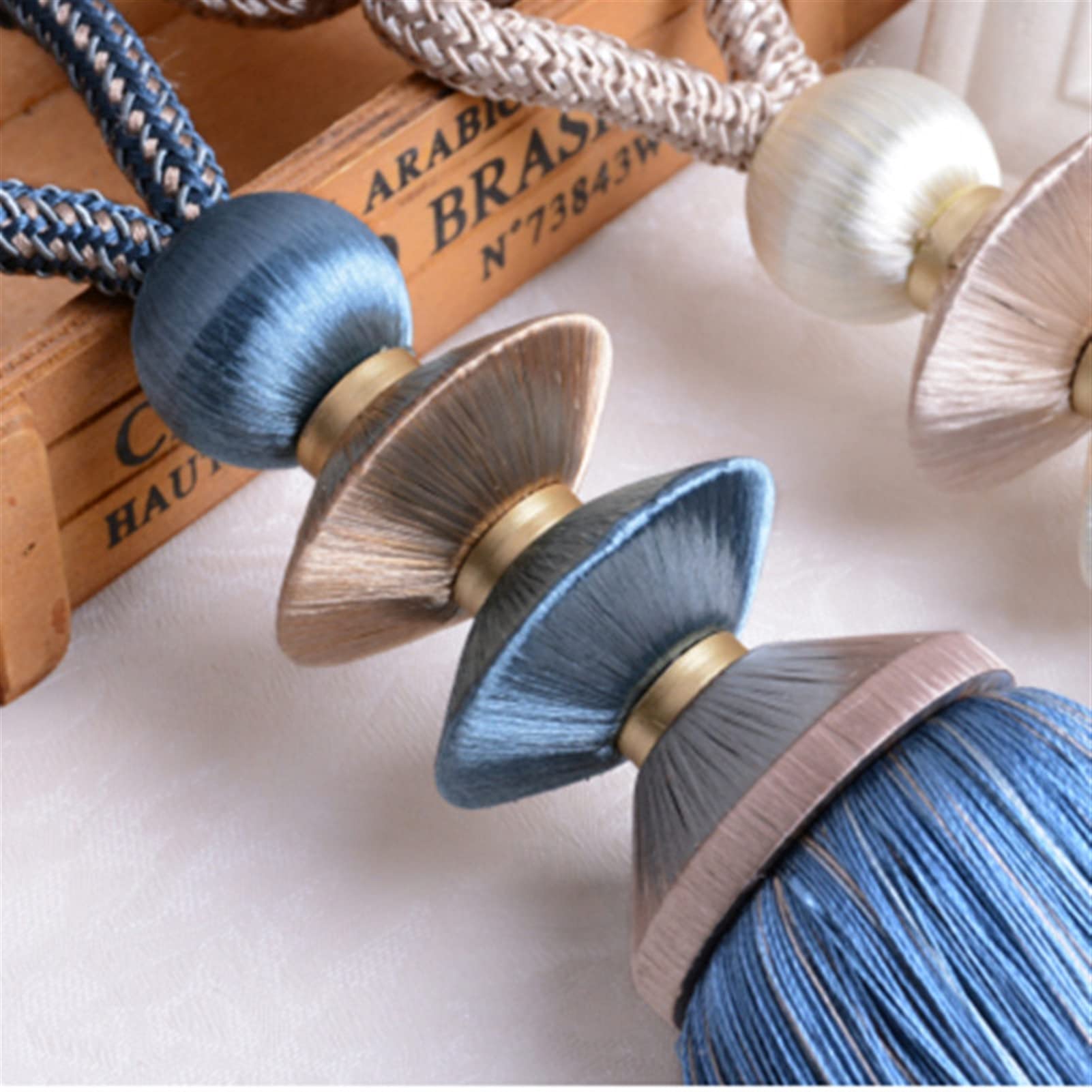 2 Alzapaños con Borlas para Cortinas, Correas De Bola Colgantes, Cuerdas De Amarre, Accesorios para Cortinas, Cierres, Decoración del Hogar,Coffee