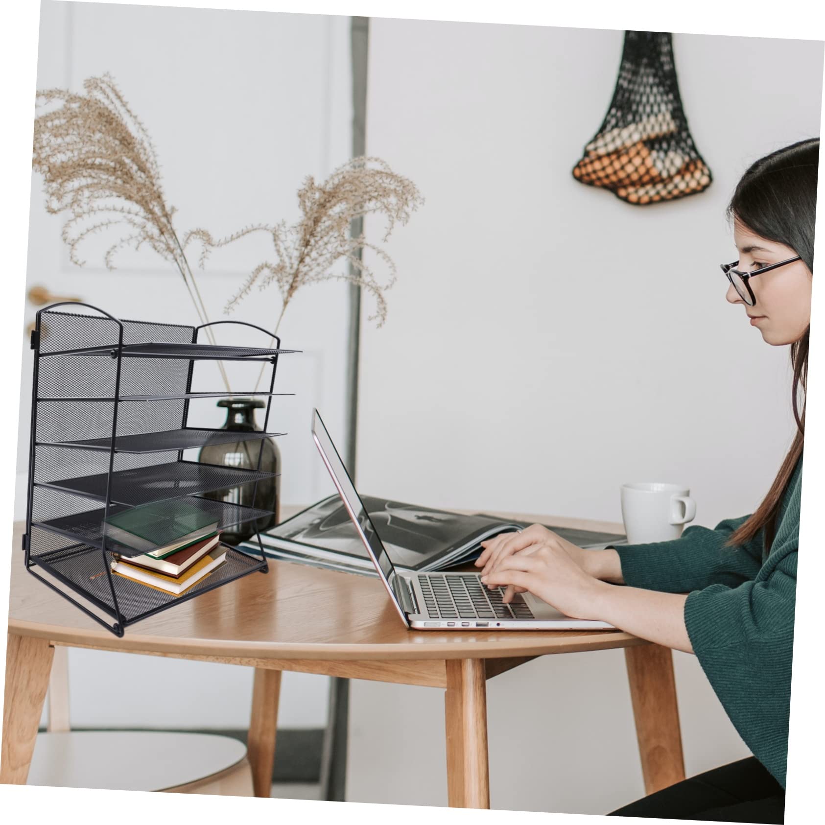 VILLCASE Porte-Documents de Bureau Multicouche en Fer Noir pour Bureau