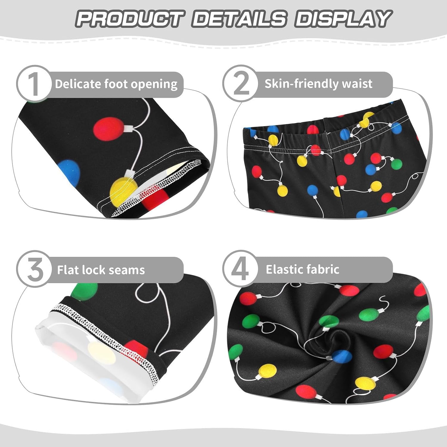 GAIREG Active Leggings for Girls Christmas Lights Black