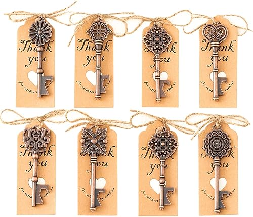 Miniatura 1 de YKLIGTN 80 piezas de zinc abrebotellas, regalos de fiesta de despedida de soltera para invitados, llave de esqueleto vintage, recuerdos de boda