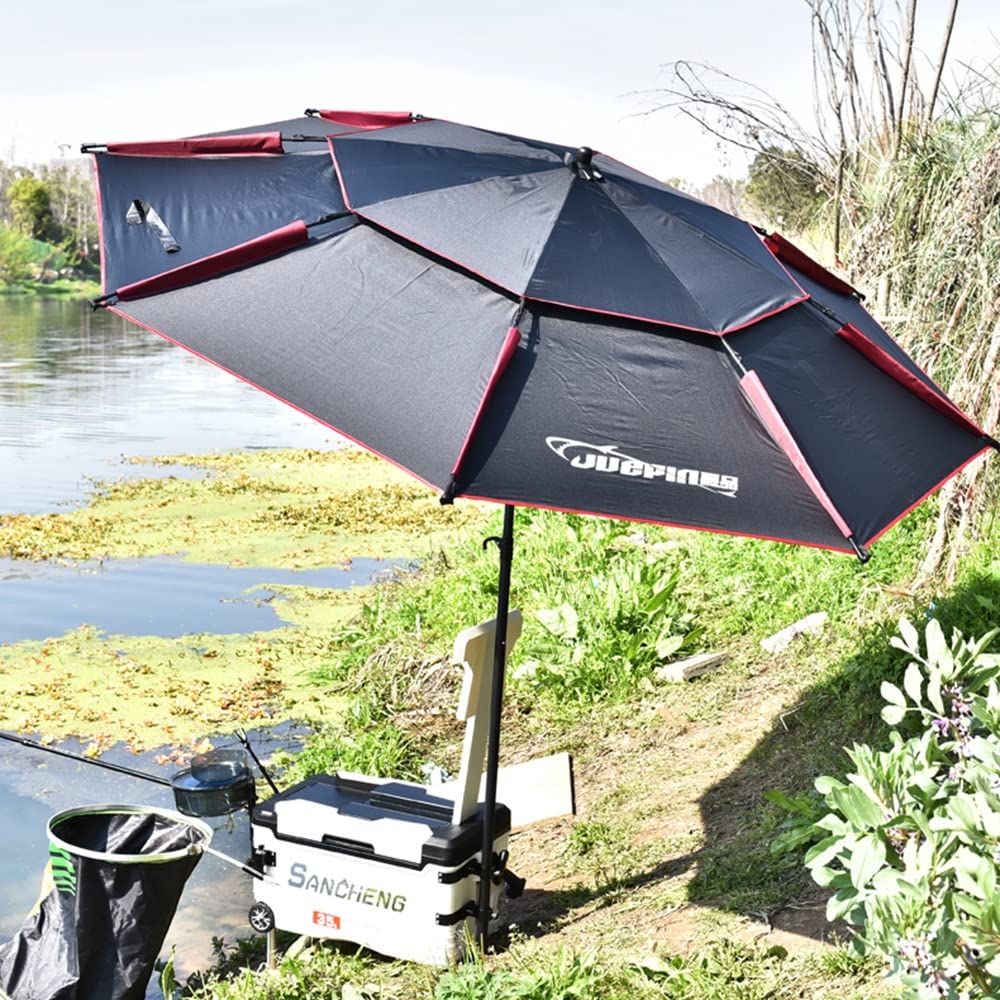 Ombrellone da Pesca Antivento, Ombrellone da Spiaggia All'aperto Protezione UV Portatile 220cm Ombrello da Spiaggia con Ancoraggio di Sabbia(Gray,200cm/6.5ft)