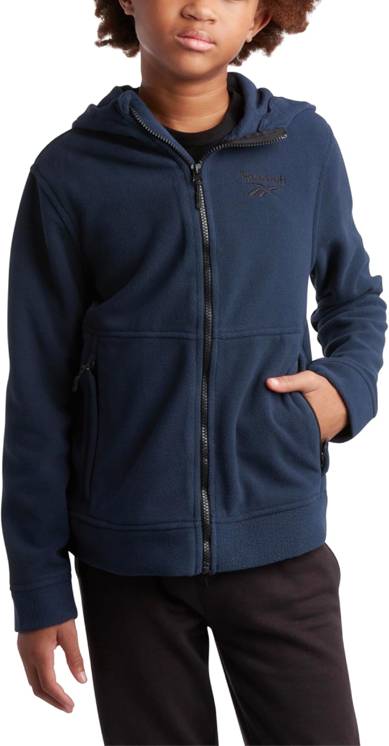 Reebok Boys' Jacket - Warm Polar Fleece Insulated Jacket - Weather Resistant Zip Up Hooded Jackets for Boys (Sizes: 4-20)