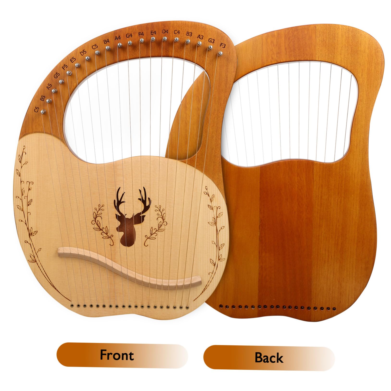 ERINGOGO 1ensemble Lyre Harp Portable Métalliques Avec Clé Et De Rangement Pour Débutants