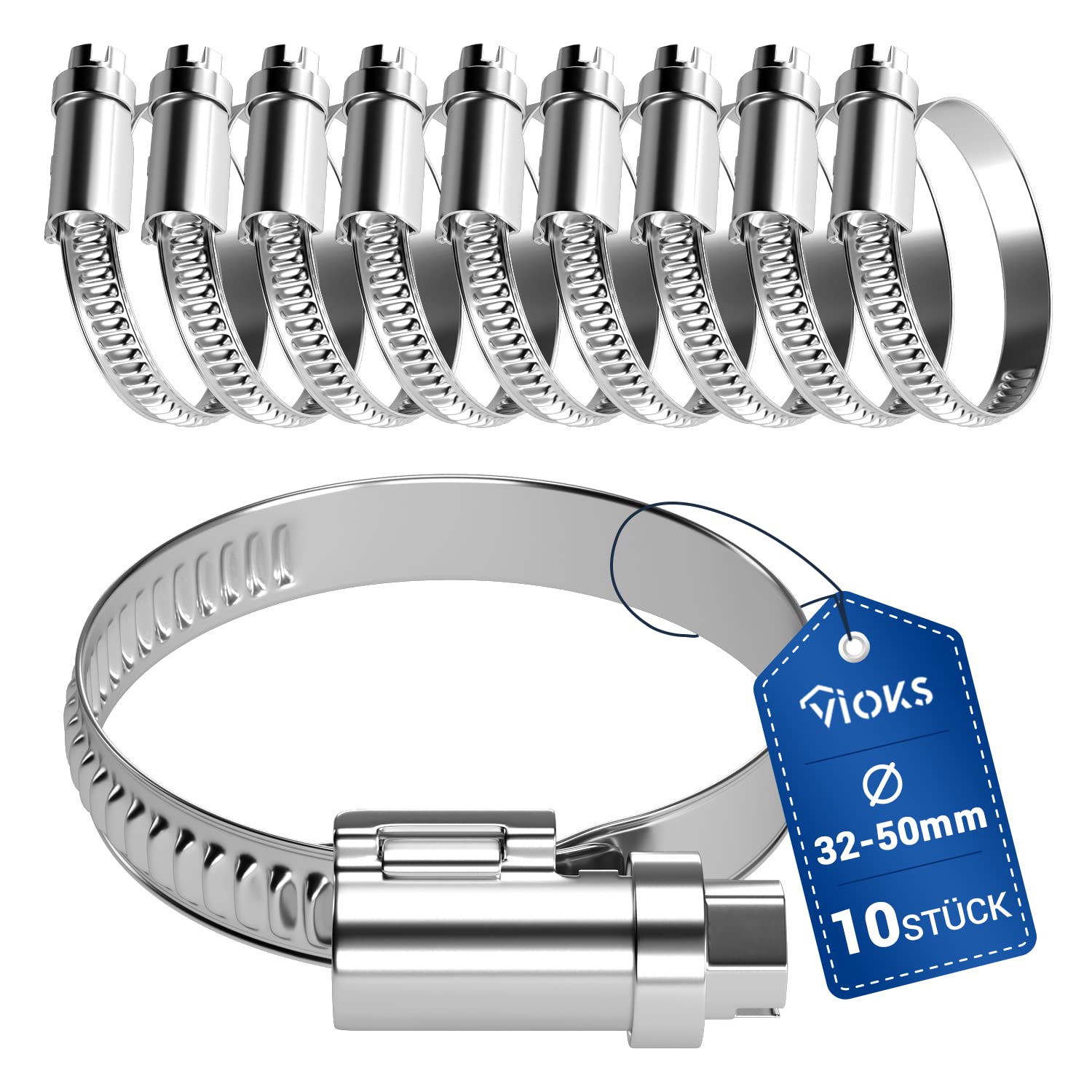 Set di fascette stringitubo in acciaio inox con doppia orecchia 110
