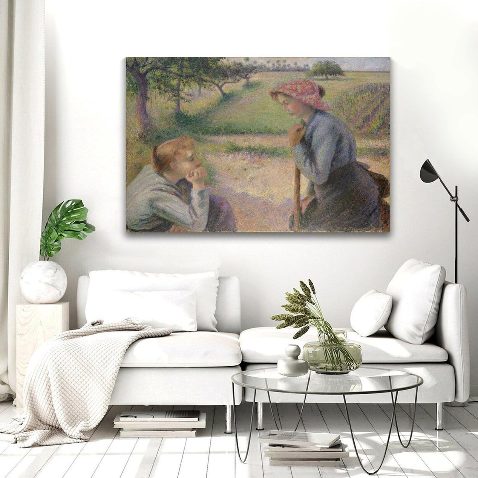 Camille Pissarro - Póster de dos jóvenes campesinas para pared, impresiones fotográficas, pinturas para decoración del hogar, 40,6 x 61 cm
