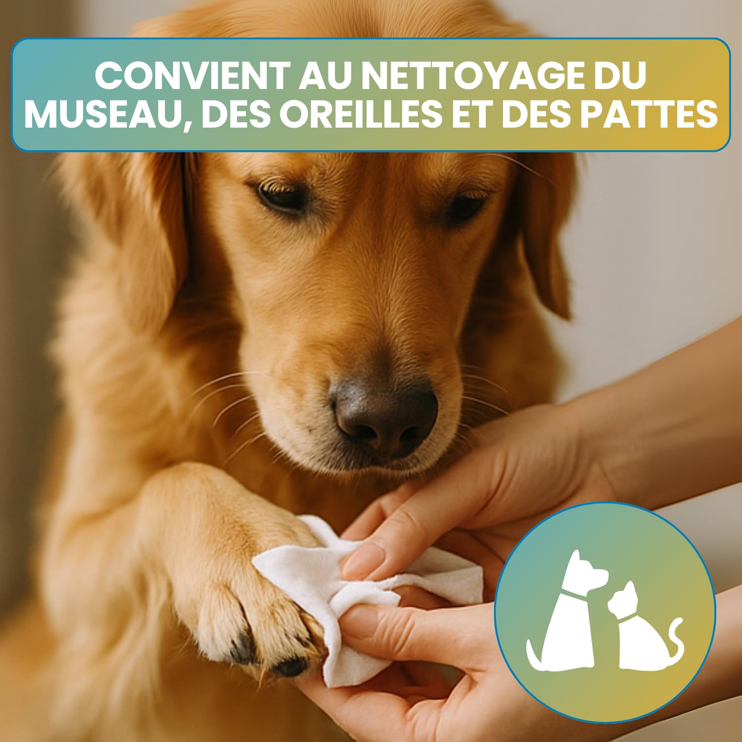 Lingettes Chien & Chat Nettoyantes et Hydratantes (1000 unités) – Lingettes Animaux pour Yeux, Oreilles, Pattes et Pelage – Hygiène Quotidienne Animaux – Lot 20 x 50 Lingettes