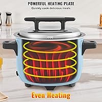 Vista 5 de VEVOR Olla Arrocera Comercial, Olla Arrocera de 40 Tazas, Olla Arrocera Grande de 8.45 Qt / 8 Litros y Calentador con Olla Interior Antiadherente