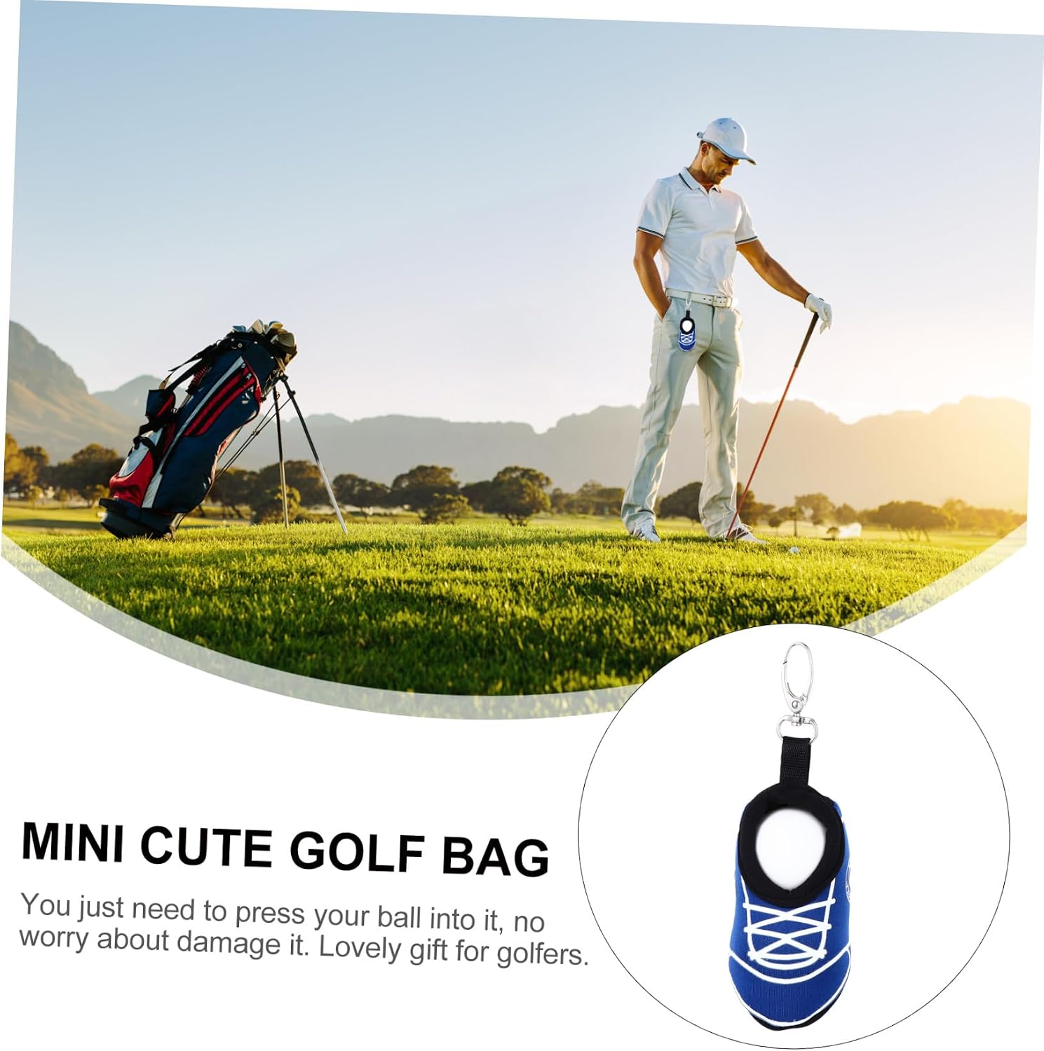 YARNOW Mini Golf Ball Bag Pouch Shoe Shaped Neoprene Blue Storage image 3