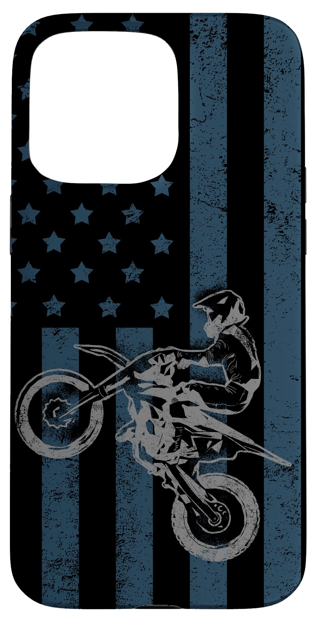 Dirt Bike US Flag Vintage Motocross Racing Patriotic Gift Case for iPhone 15 Pro Max