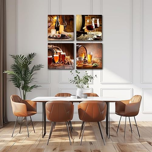 Miniatura 2 de Decoración de pared de cocina, restauración de formas antiguas, bodegón, copa de vino, barril de vino, impresiones en lienzo, arte de pared para