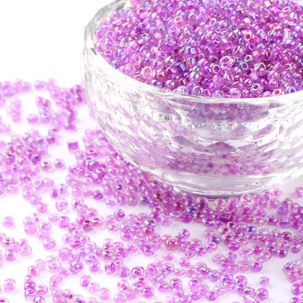 LA BOUTIQUE DE KARINE 1000 Beads, 2 mm Diameter Multi-Coloured purple with Colourful Highlights 12/0 Creation