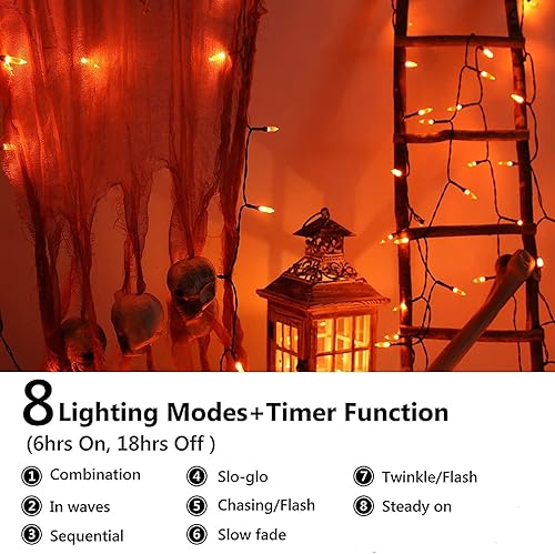 Miniatura 3 de Joomer - Tiras de 100 miniluces LED de Navidad, 33pies, funciona con pilas, 8 modos de iluminación, temporizador, impermeables, para el hogar,