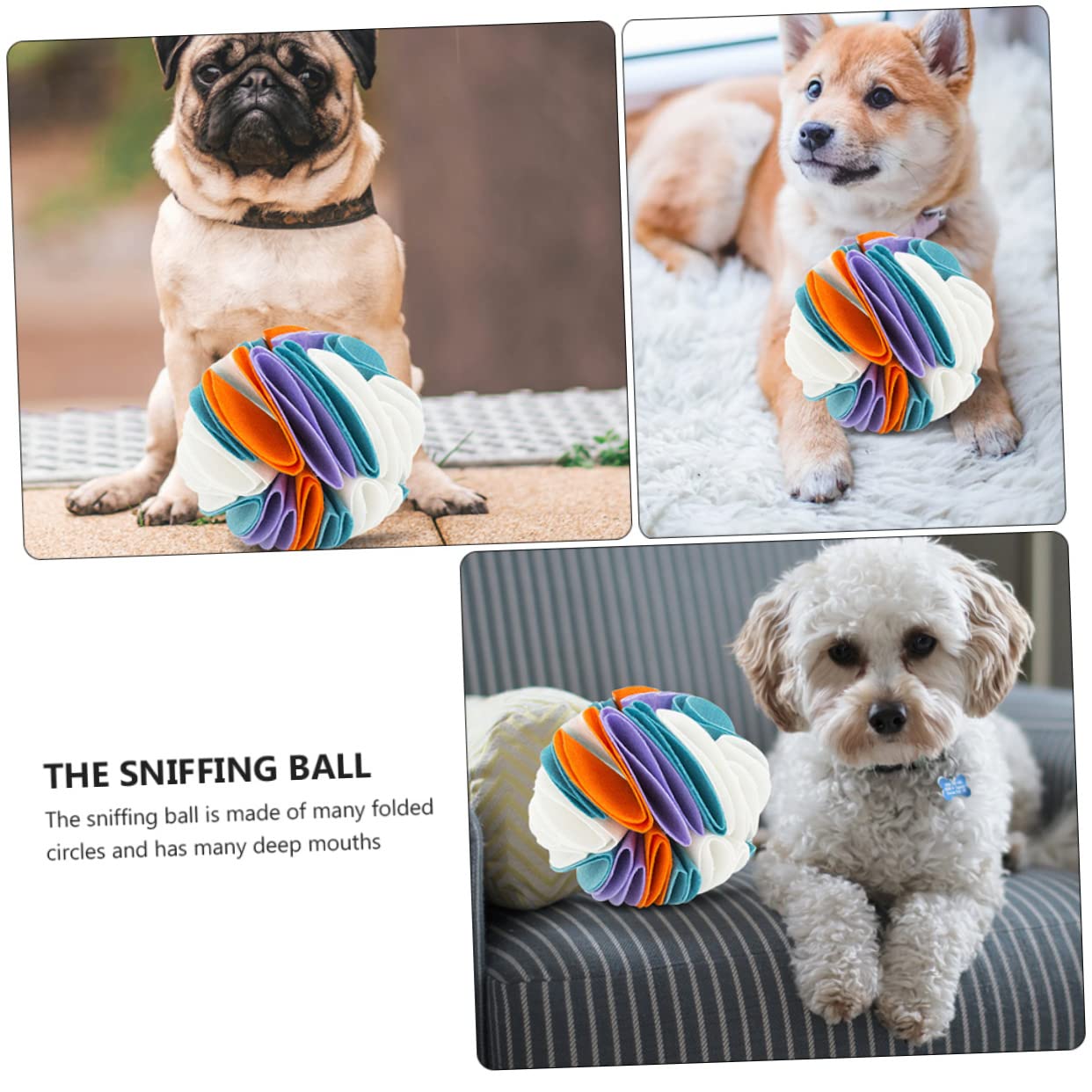 POPETPOP Bola Olfativa para Mascotas Juguete De Alimentación Lenta Pelota De Fieltro para Perros Stimulador De Masticación para Entrenamiento Casa