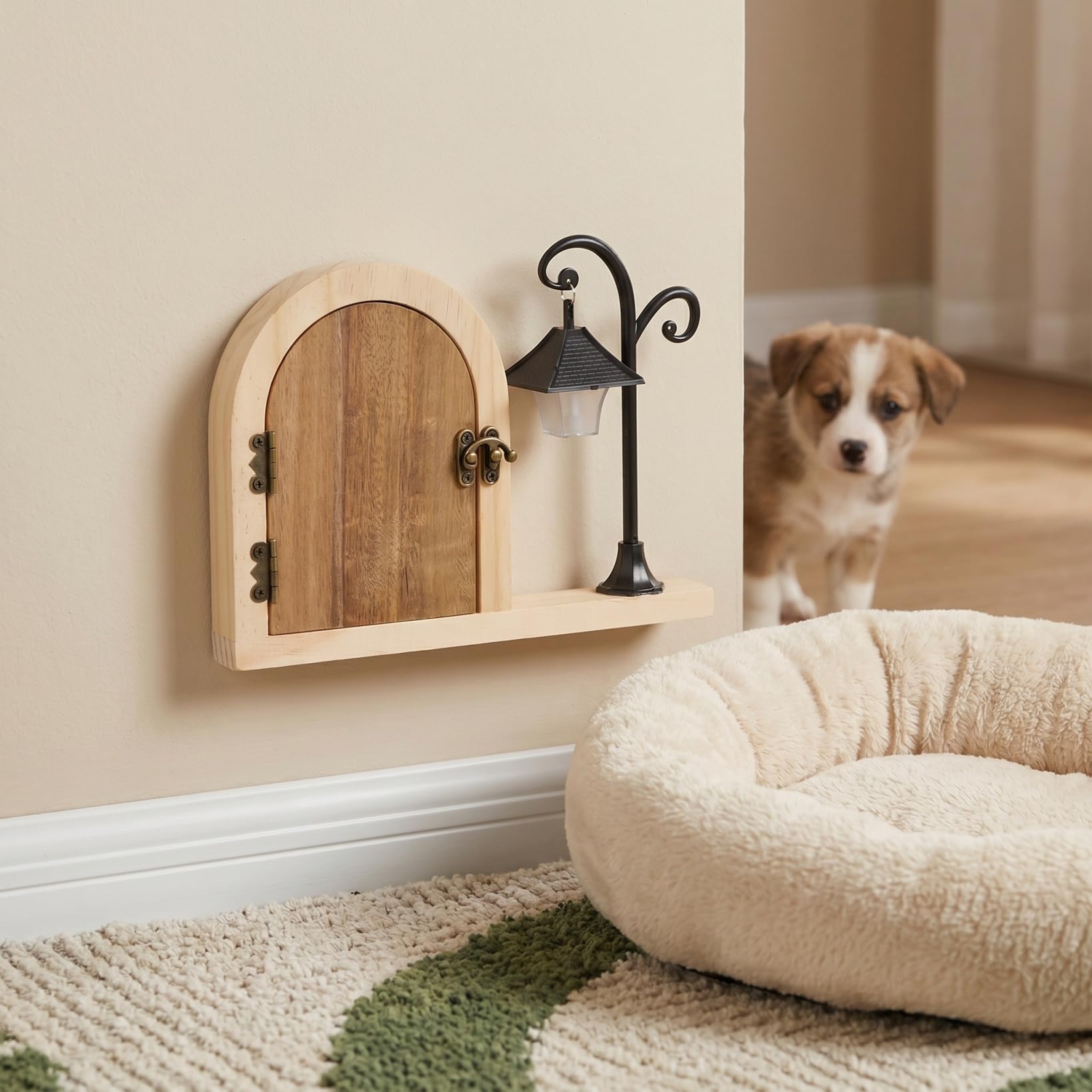 Toddmomy Cache-prise de porte en bois avec veilleuse lumineuse, protection adhésive pour interrupteur et animaux domestiques, plaque de sécurité décorative pour chambre à coucher et salle de jeux
