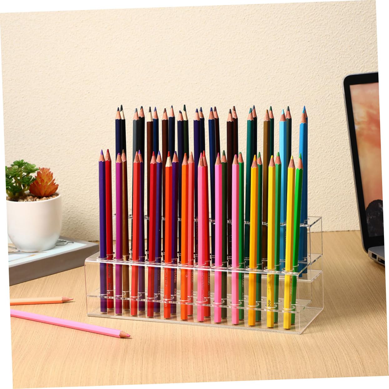 Stiftehalter aus Acryl für Augenbrauenstifte, 2 Stück, 48 Löcher