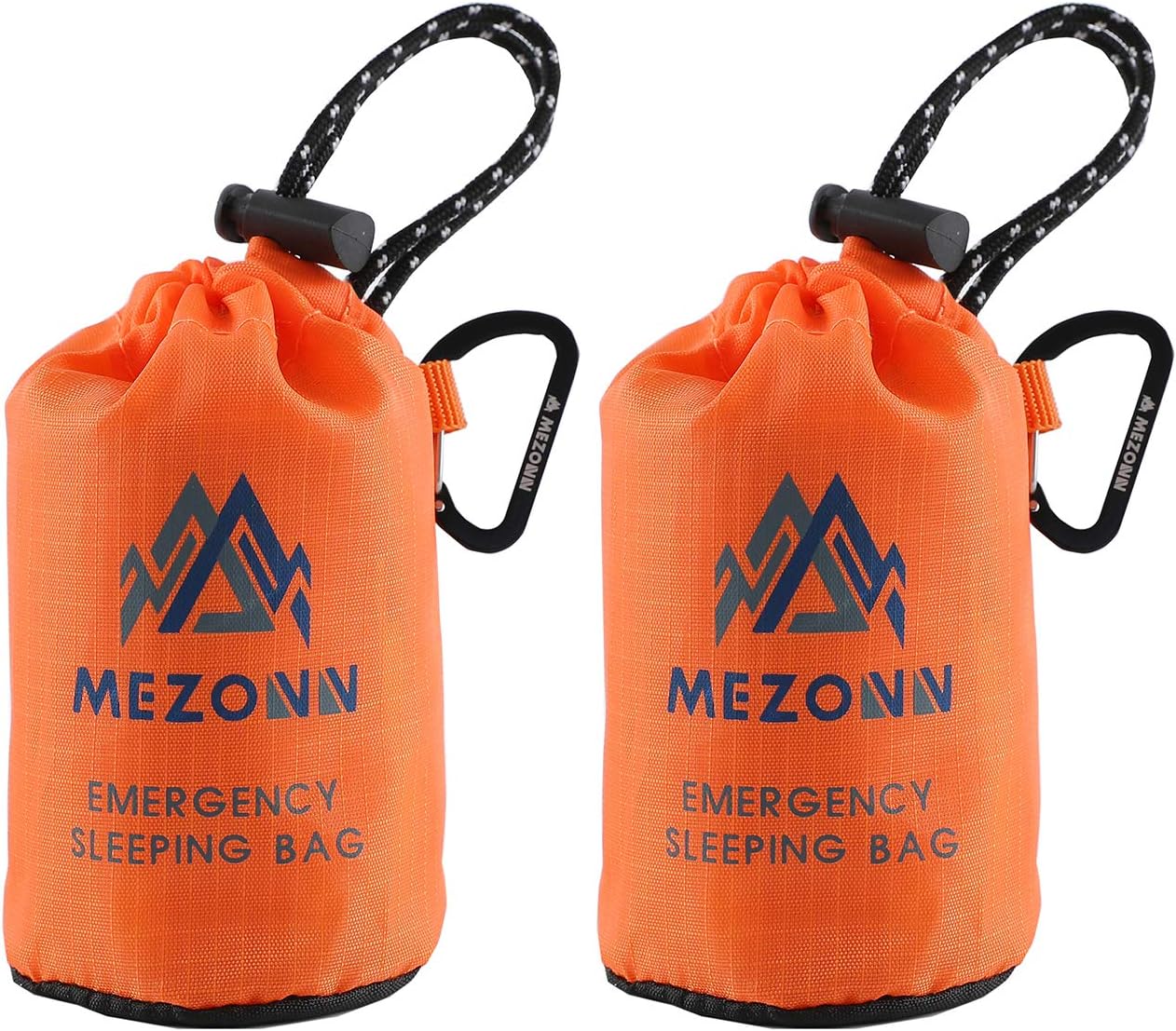 Mezonn PE Emergency Sleeping Bag Survival Bivy Sack- Use as Emergency Space Blanket, Lightweight Sleeping Bag, Survival Gear for Outdoor, Hiking, Camping - Includes Nylon Sack with Carabiner 141