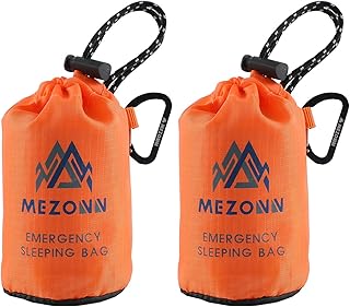 Mezonn Emergency Sleeping Bag Survival Bivy Sack Use as Emergency Blanket Lightweight Survival Gear for Outdoor Hiking Camping Keep Warm After Earthquakes, Hurricanes and Other disasters