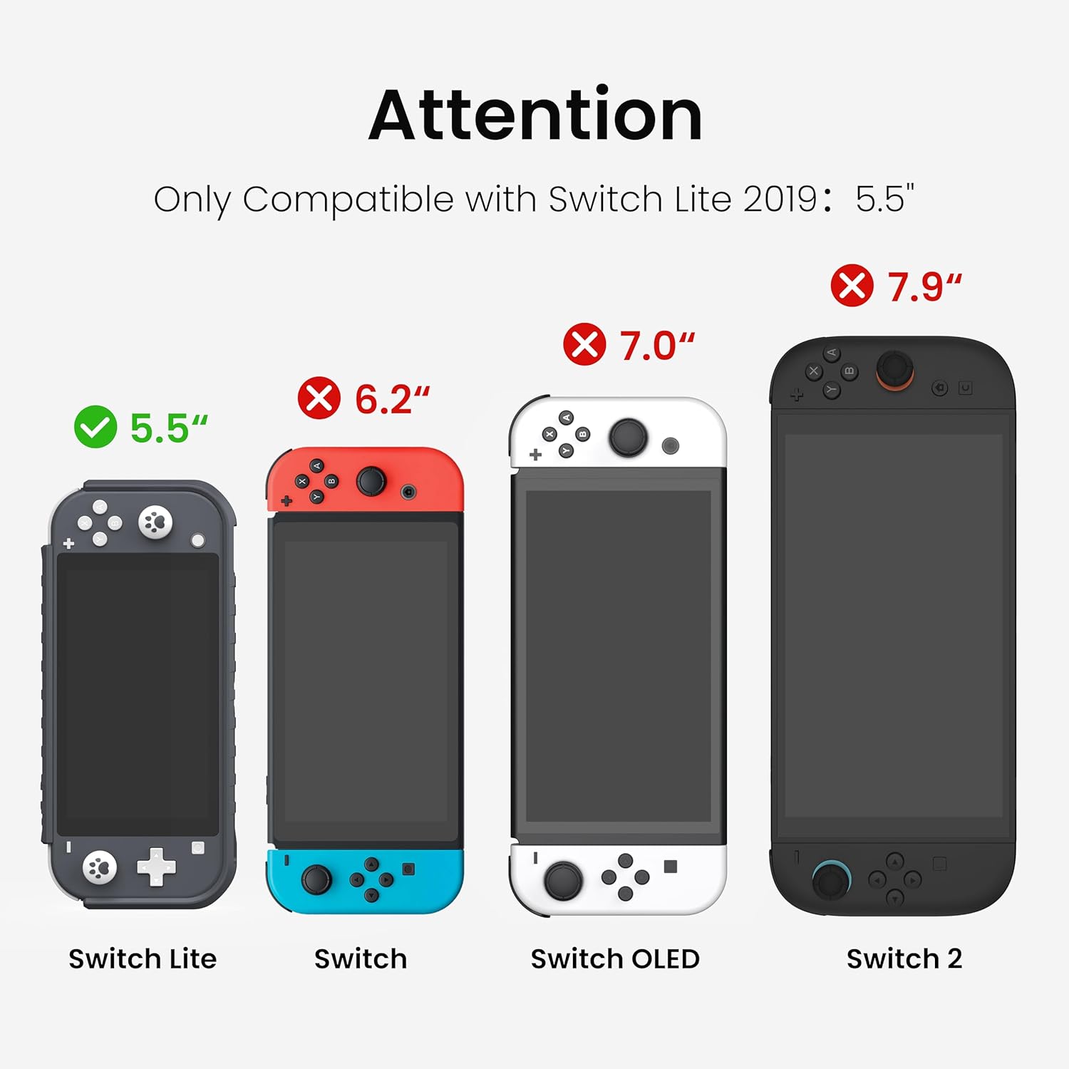 KIWIHOME Grip Case for Nintendo Switch Lite, Durable Anti-Slip Shockproof Protective Hard Case for Nintendo Switch Lite Console 2019 with Comfortable Grip & Game Card Slots (Gray) - Image 2