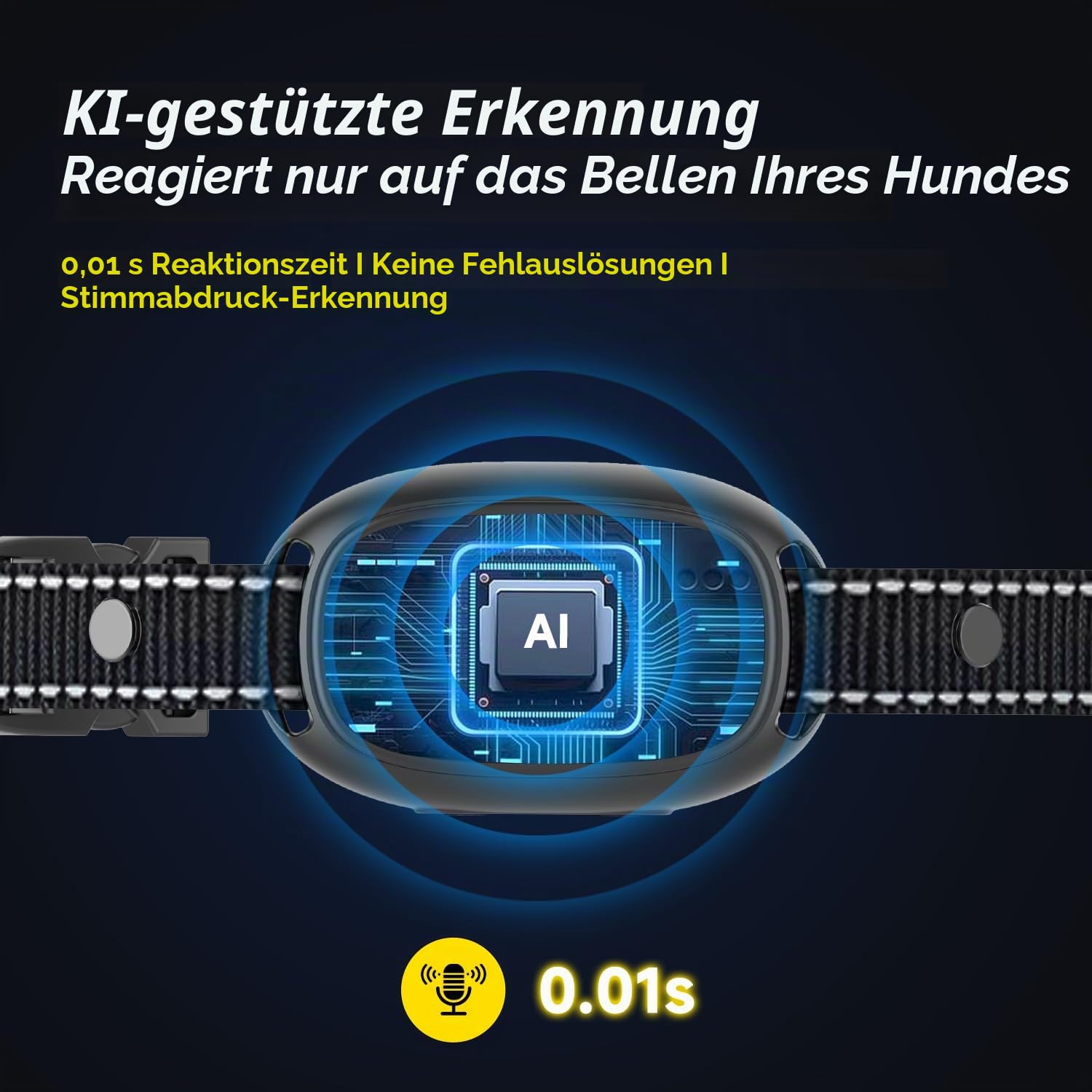 WUGEIN Hundehalsband, wiederaufladbar, intelligentes Anti-Bell-Halsband mit digitalem Farbdisplay, 3 Trainingsmodi und 8 einstellbare Empfindlichkeitsstufen, IP67 wasserdicht, für kleine, mittelgroße