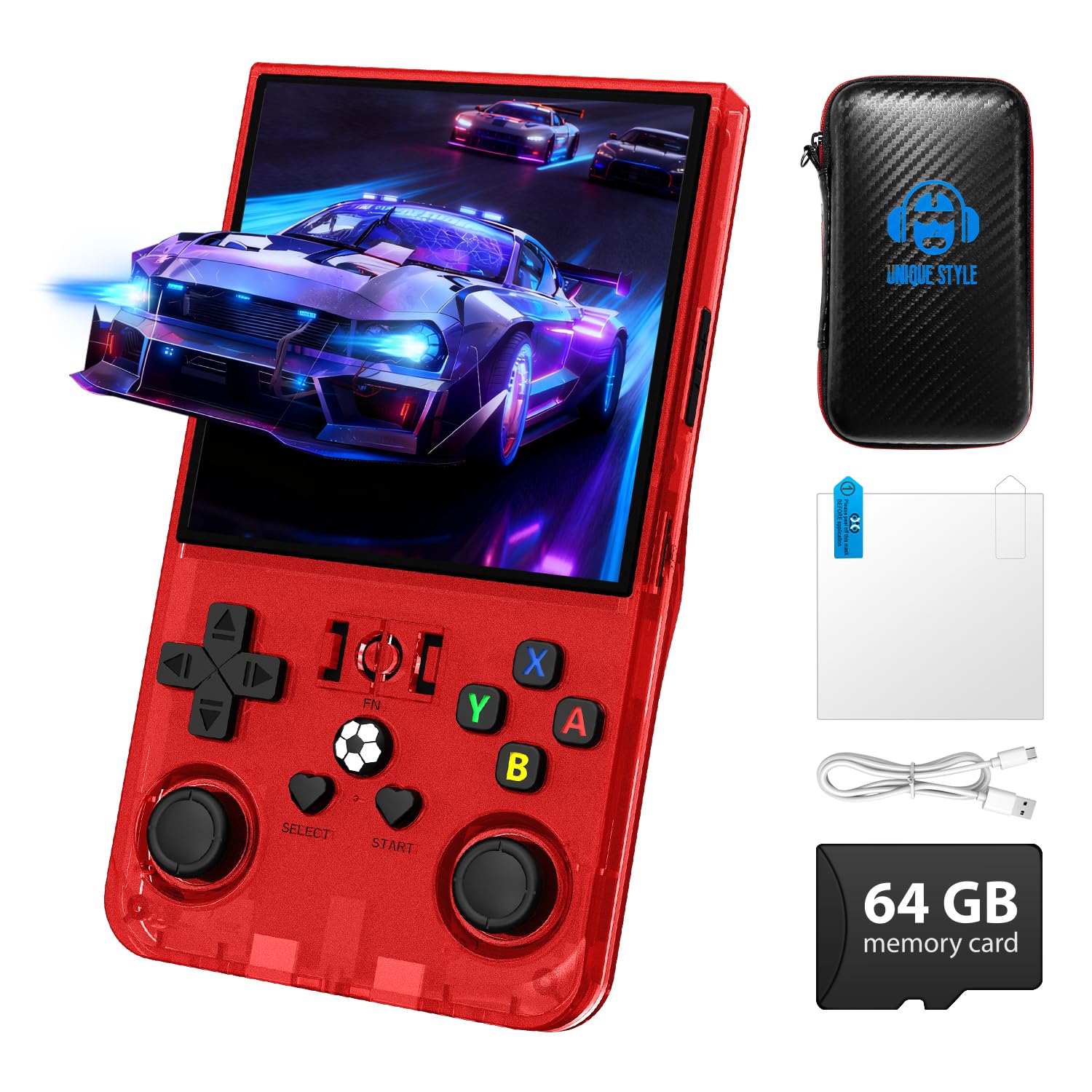R36MAX Handheld Game Console, Retro Gaming Console with 4000mAh Battery 4.0”IPS Screen, Open Source Linux System, with 64GB TF Card Portable Video