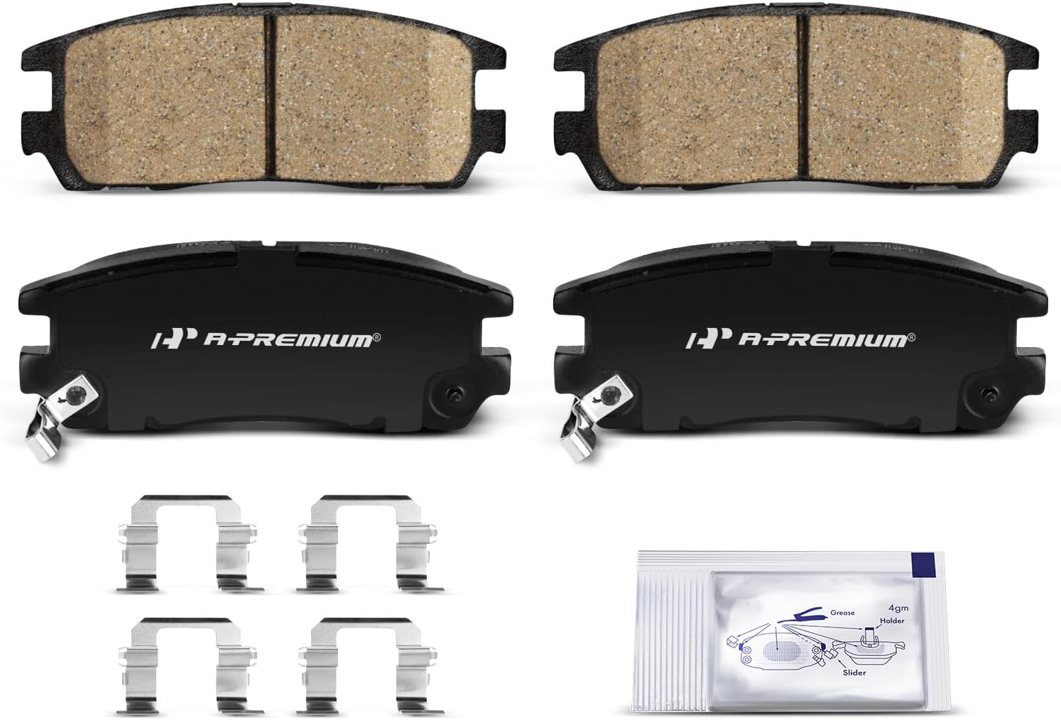 A-Premium Rear Ceramic Brake Pads Set Compatible with Honda Passport 1994-2002 & Acura SLX 1996-1999 & Isuzu Amigo 1998-2000, Axiom 2002-2004, Rodeo, Rodeo Sport, Trooper, VehiCROSS, 4-Pack