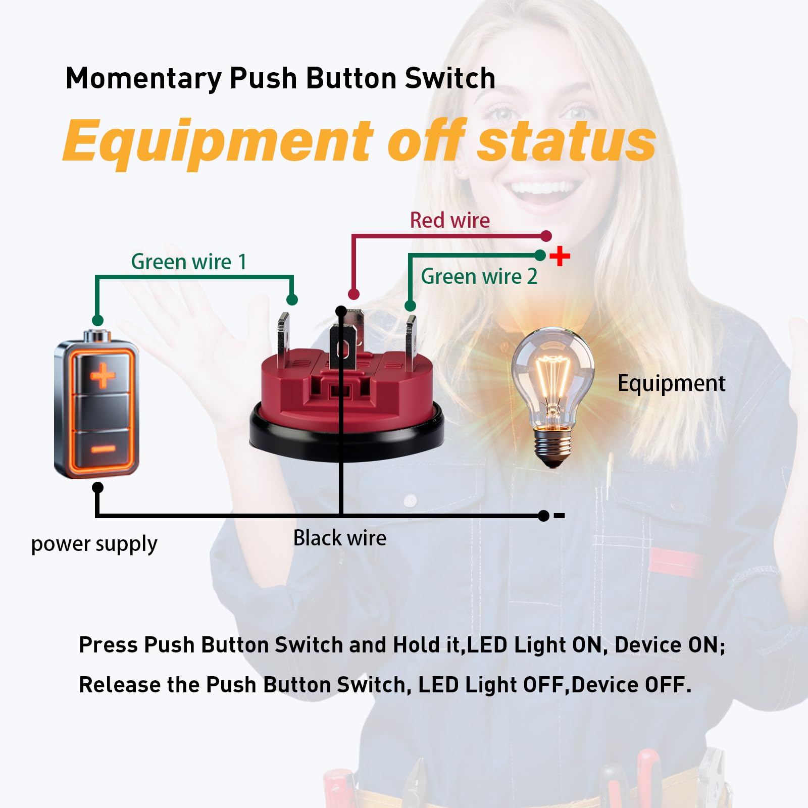 Photo 1 of 15Amp momentary Push Button Switch?16mm(0.63") 12V-24V Push Button Switch AC/DC IP67 Waterproof LED Angel Eye Light On and Off with Wire Socket Aluminum Oxide??