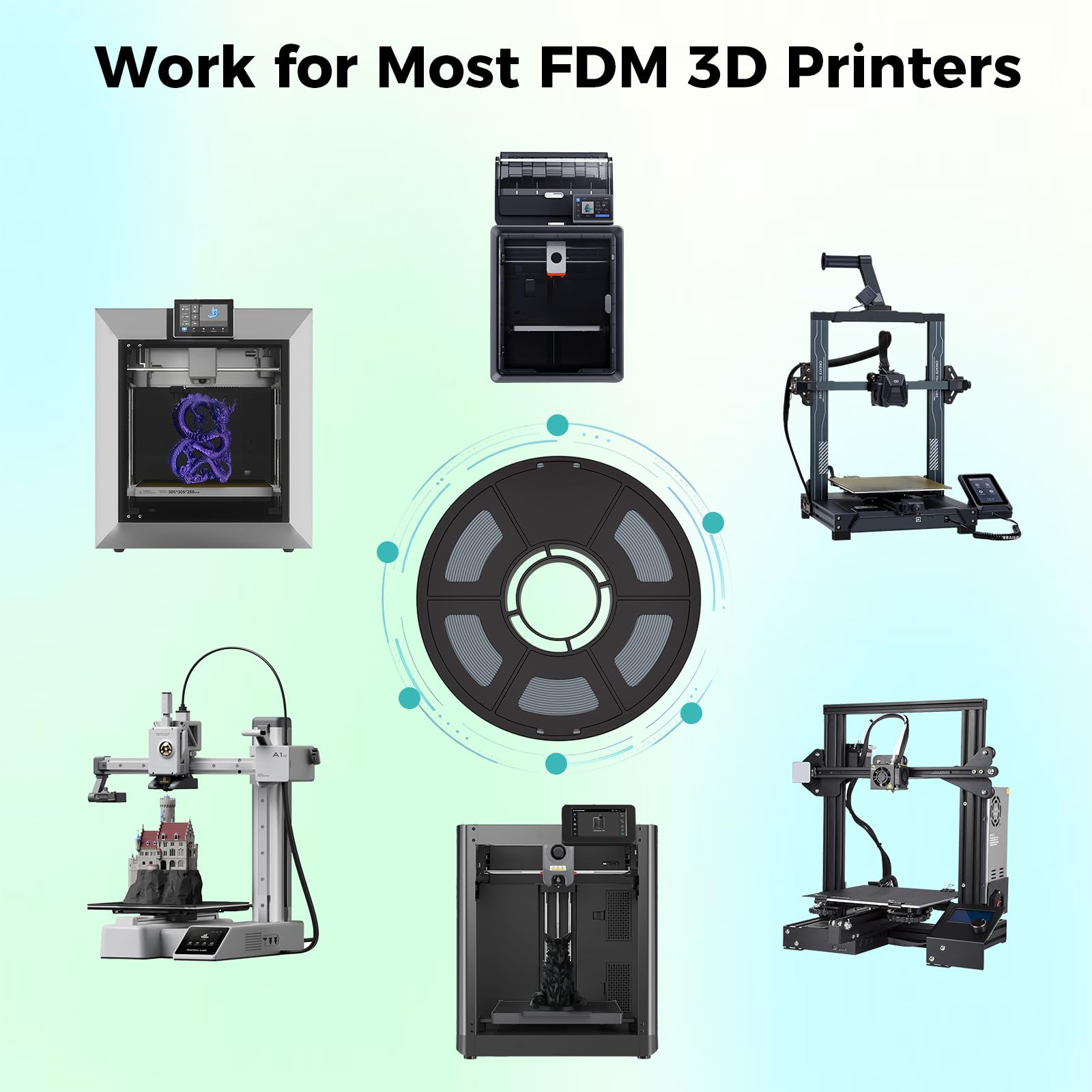 IEMAI ASA Filament 1.75mm 5Kg, Piel/Rojo/Naranja/Gris Plateado/Verde Esmeralda, ASA Filament para Impresora 3D, Precisión Dimensional +/-0,02 mm