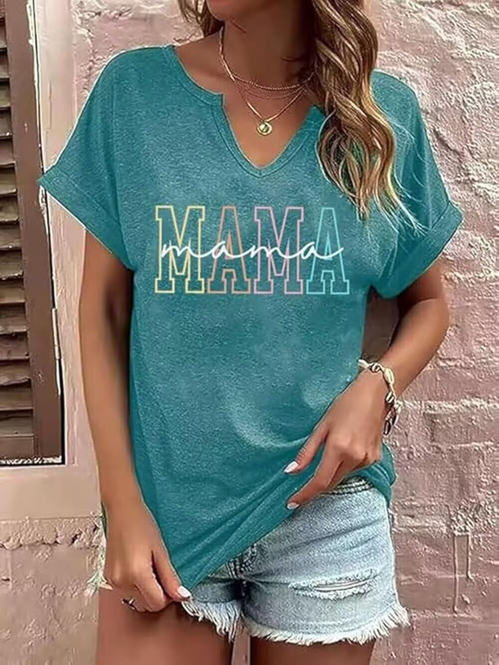 Mama Shirts for Women Floral Mama Letter Printed Mother's Day Shirt Mom Boho Graphic Summer Casual Tee Tops - Image 2
