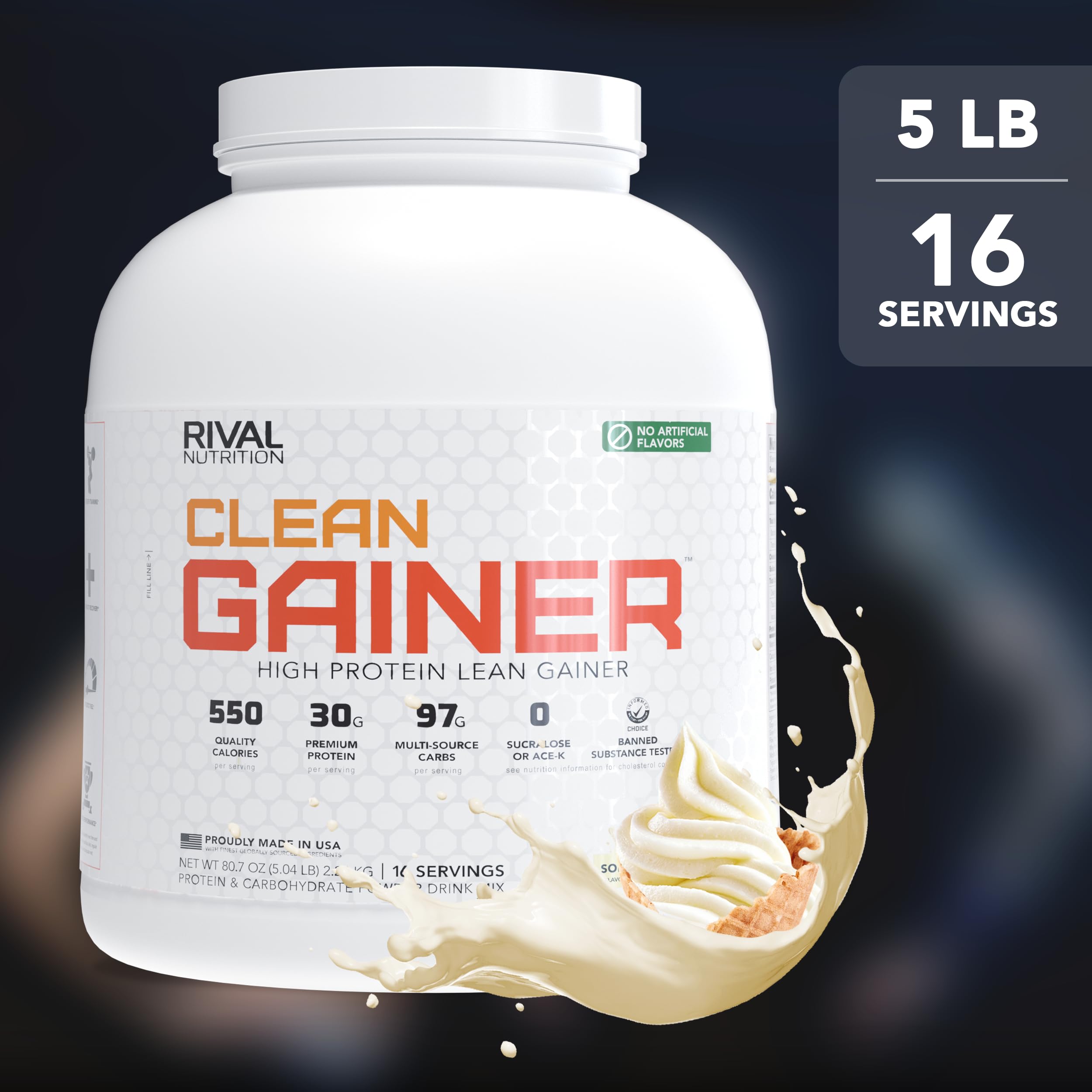 Rival Nutrition Clean Gainer Protein Powder (Soft Serve Vanilla, 5 lb) — Amazon image 6