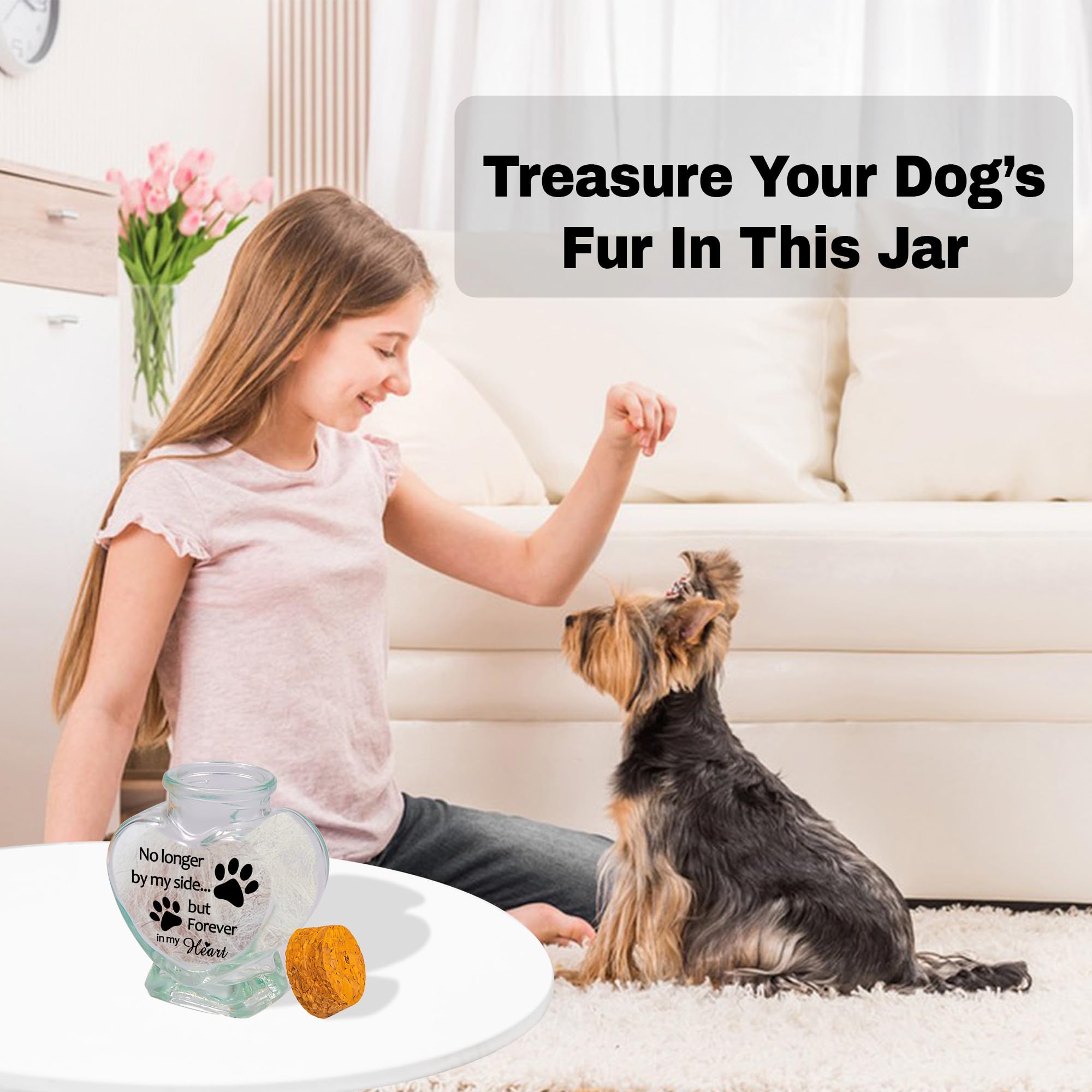 2 Pcs Memorial Bottle for Pet Hair Memorial Urns Glass Bottles for Pet Ashes Pet Fur Keepsake Jar Sympathy Gifts for Loss of Dog Cat (1pc No longer+1pc You Left Paw Prints) - Image 3