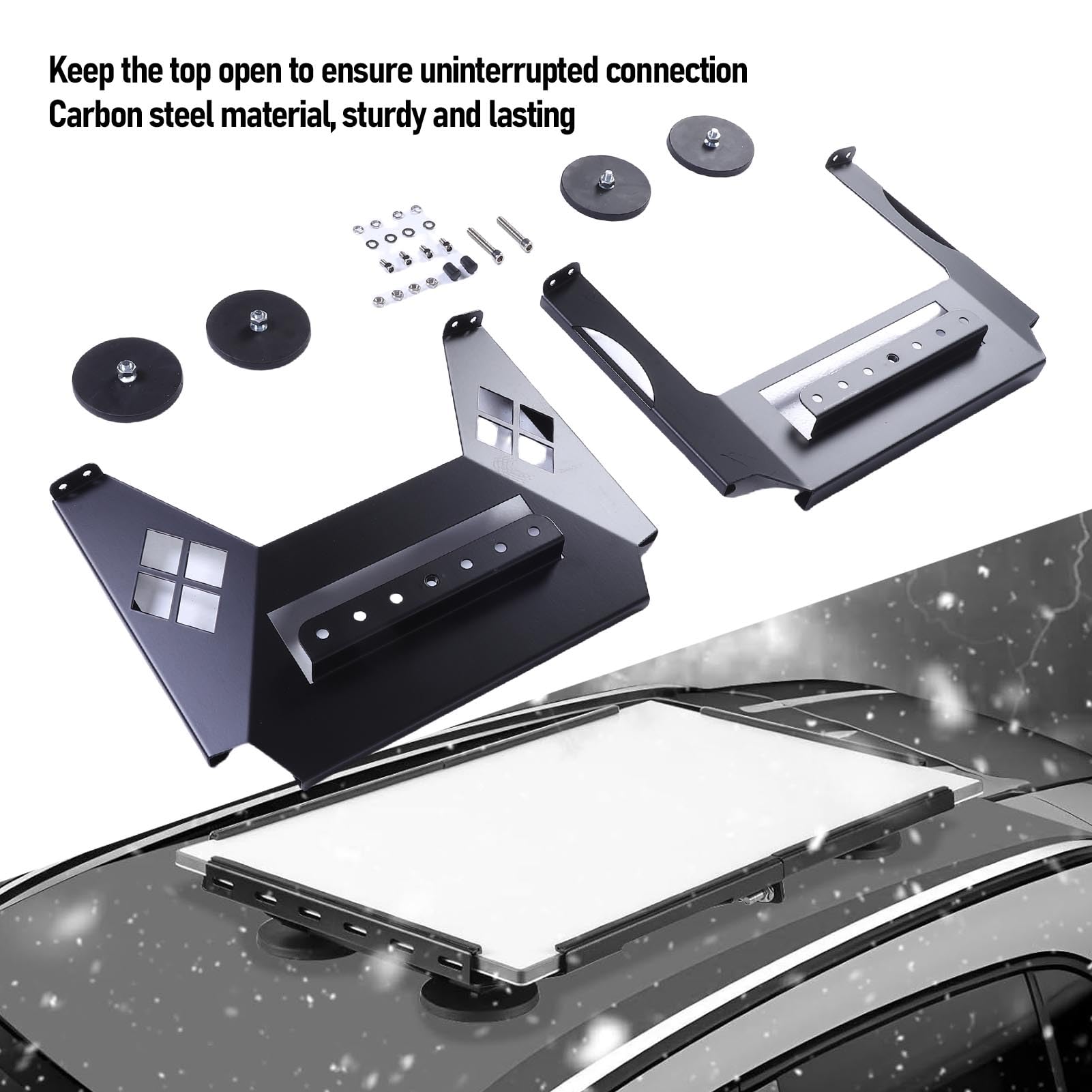 Soporte Plano para Plato para Auto, Kit de Soporte de Montaje en Techo Magnético de Acero Al Carbono para Plato Gen 3, con Protector de 360 ​​​​Grados y Orificios Mecánicos para