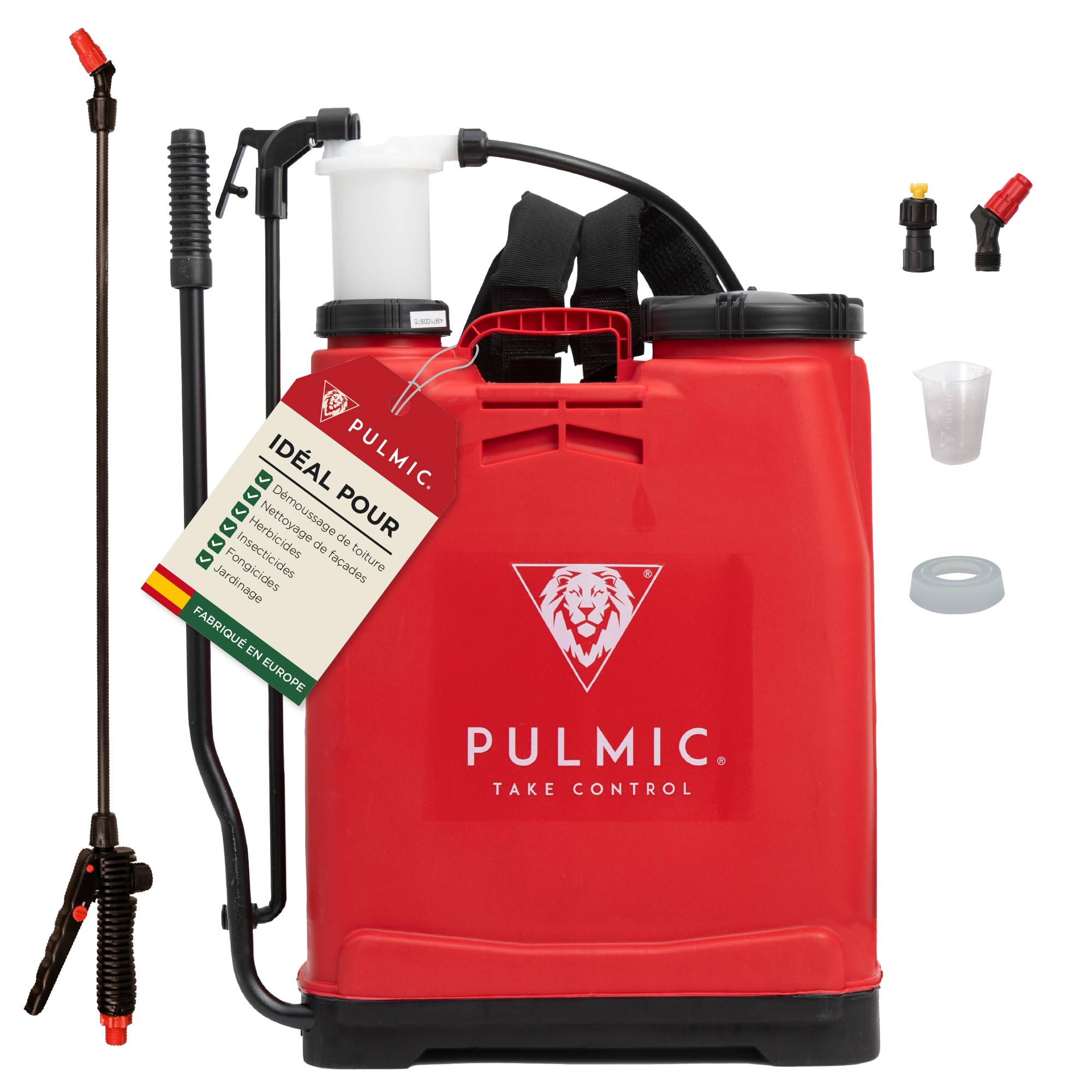 Pulmic Pulvérisateur Manuel à Dos 16 L, Lance en Fibre de Verre 67 cm, Professionnel pour Traitements Agricoles