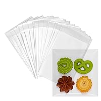 Vista 13 de 200 bolsas de celofán transparentes con autocierre adhesivo de 0.001 pulgadas, de plástico OPP para galletas horneadas y útiles para fiestas como