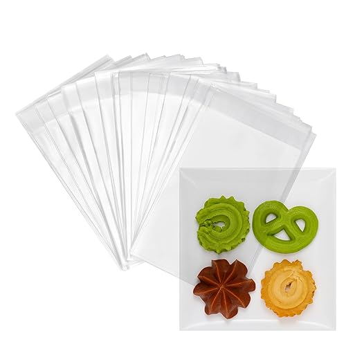 Miniatura 15 de 200 bolsas transparentes de celofán para panadería autosellables de 3x5-1.4 mils de grosor, bolsas pequeñas de plástico adhesivo OPP para galletas