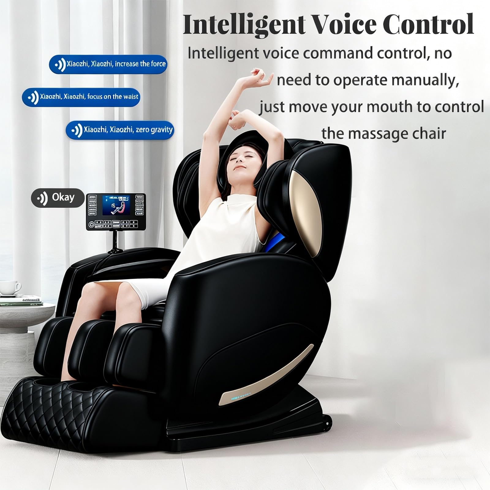 Sillón de Masaje de pies, sillón de relajación de Gravedad Cero airbags de Cuerpo Completo 6 programas automáticos calefacción en Cintura y Cadera sofá de Masaje para el hogar(Gray)